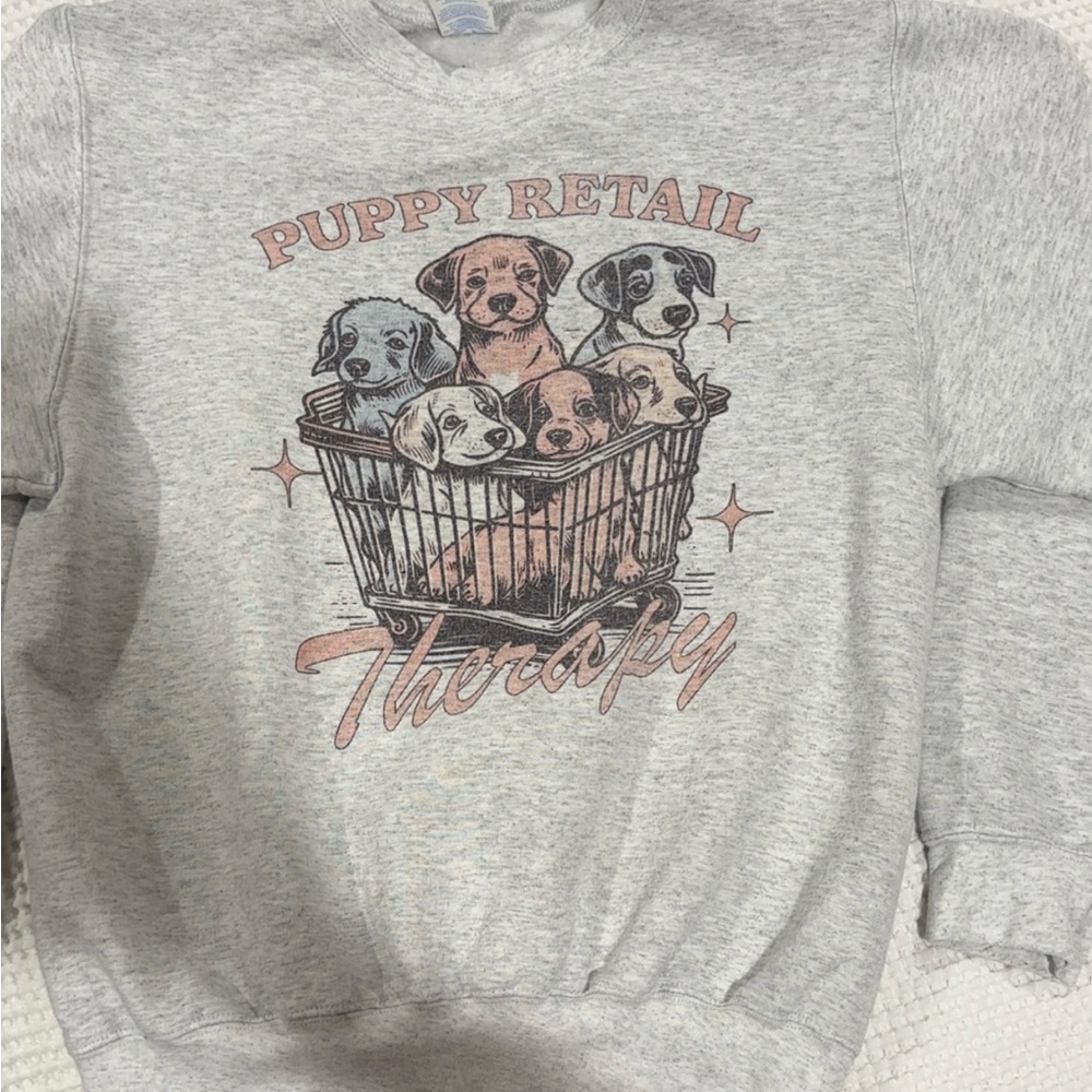 Gray Puppy Retail Therapy Dog Sweatshirt